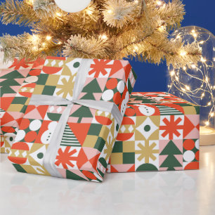 Papel De Presente Padrão de Natal Geométrico para abstrato