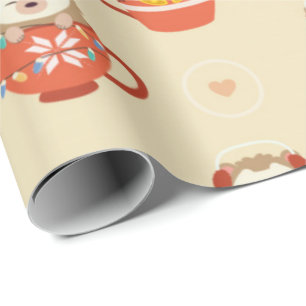 Papel De Presente Padrão de Natal Hedgehog