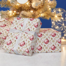 Papel De Presente Padrão de Natal Luxuoso em Ouro Rosa para Bolas de