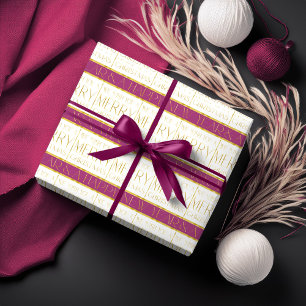 Papel De Presente Padrão de Natal Magenta Gold #35 ID1009
