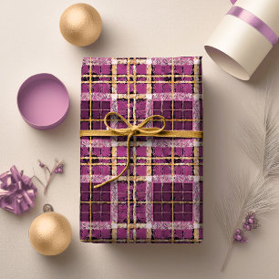 Papel De Presente Padrão de Natal Magenta Gold #7 ID1009