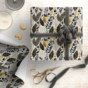 Papel De Presente Padrão de Natal Ouro Preto#21 ID1009