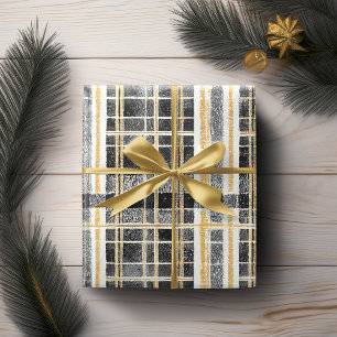 Papel De Presente Padrão de Natal Ouro Preto#2 ID1009