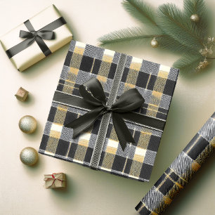 Papel De Presente Padrão de Natal Ouro Preto#7 ID1009