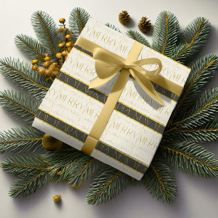 Papel De Presente Padrão de Natal Ouro Verde #35 ID1009