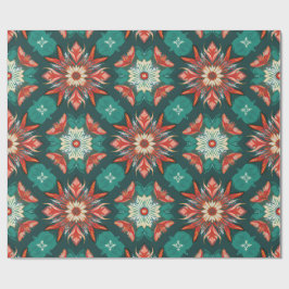 Papel De Presente Padrão de Natal Retro Poinsettia Burst