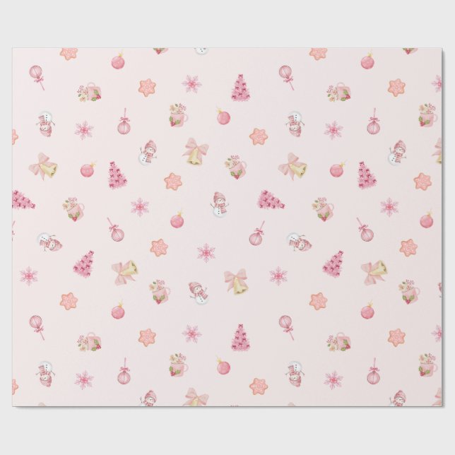 Papel De Presente Padrão de Natal Rosa Aconchegante (Aberto)