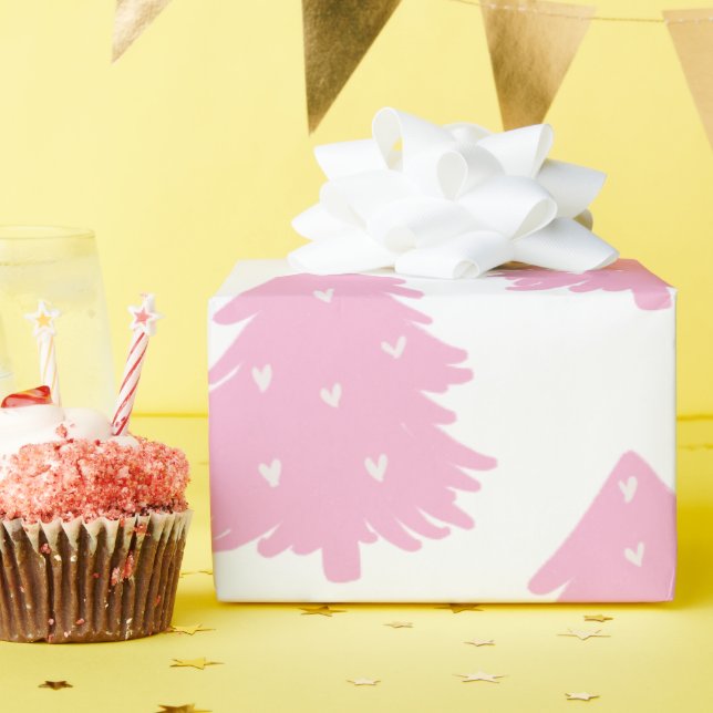 Papel De Presente Padrão de Natal Rosa para Crianças Adultas (Festa de aniversário)