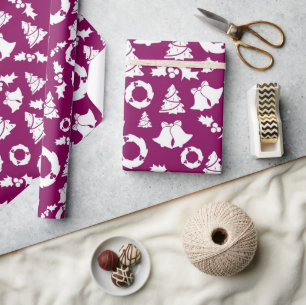 Papel De Presente Padrão de Natal Roxo