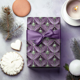 Papel De Presente Padrão de Natal Roxo Verde #16 ID1009