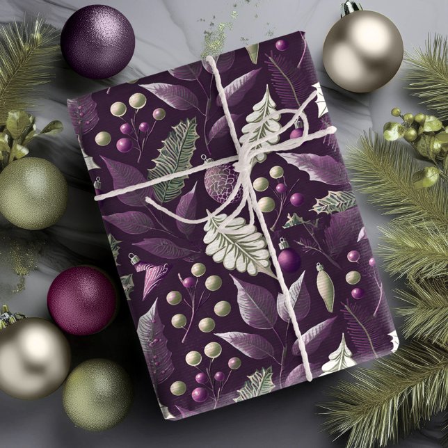 Papel De Presente Padrão de Natal Roxo Verde #18 ID1009 (Criador carregado)