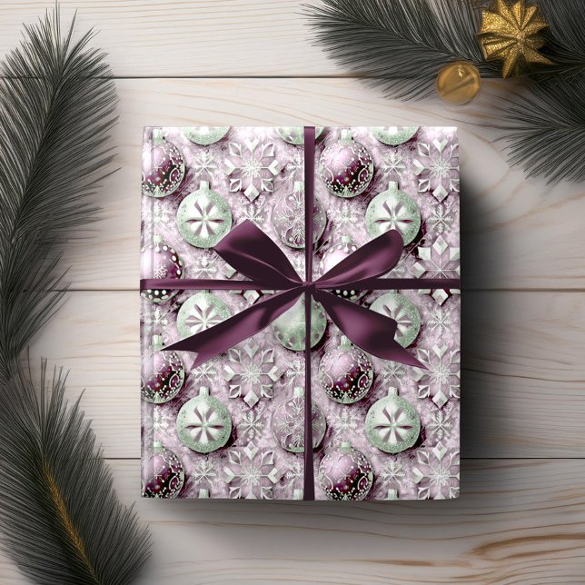 Papel De Presente Padrão de Natal Roxo Verde#20 ID1009 (Criador carregado)