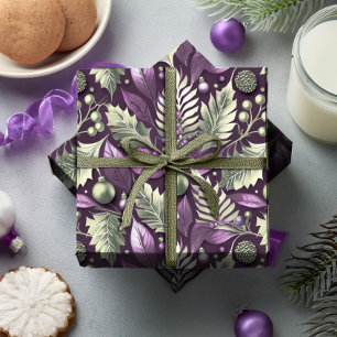 Papel De Presente Padrão de Natal Roxo Verde #22 ID1009