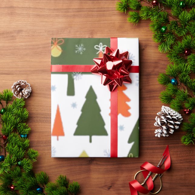 Papel De Presente Padrão de Natal sem costura com uma bolsa de prese (Christmas seamless pattern with poinsettia plant background on occasion of Christmas)