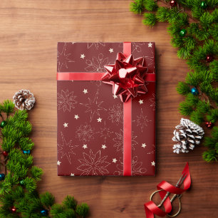 Papel De Presente Padrão de Natal Simples e Moderno, Vermelho Festiv