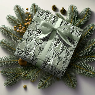 Papel De Presente Padrão de Natal Terra Verde #6 ID1009