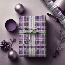 Papel De Presente Padrão de Natal Verde Roxo nº 2 ID1009