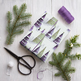Papel De Presente Padrão de Natal Verde Roxo nº 8 ID1009
