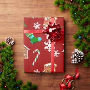 Papel De Presente Padrão de Natal Vermelho