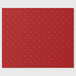 Papel De Presente Padrão de Natal Vermelho.Árvores festivas e flocos