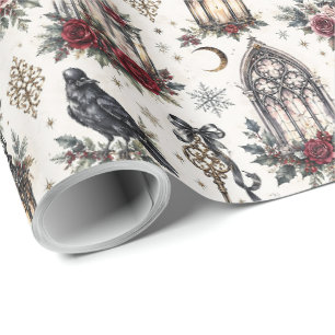 Papel De Presente Padrão de Natal Vintage Gótico