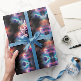 Papel De Presente Padrão de Nebulosas Galácticas com Sinfonia Estela