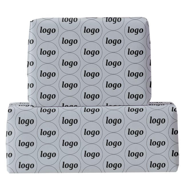 Papel De Presente Padrão de Negócios de Logo Simples Azul Pó (Logo pattern business promotional dusty pastel powder blue wrapping paper roll)