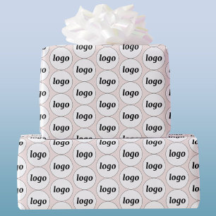 Papel De Presente Padrão de Negócios de Logo Simples Rosa Bege