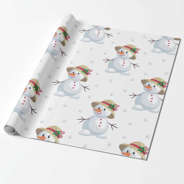 Papel De Presente Padrão de Neve Cute (Desenrolado)