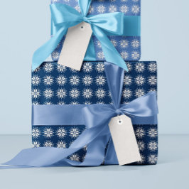 Papel De Presente Padrão de Neve do Sweater Nórdico Azul