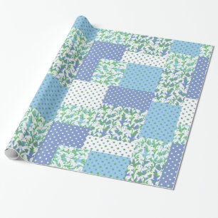 Papel De Presente Padrão de Neve Verde Verde Azul de Patchwork
