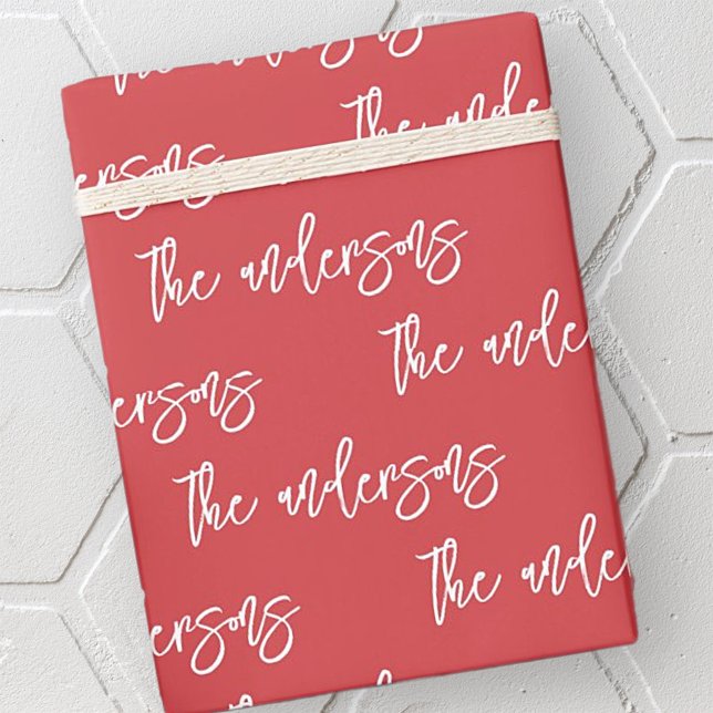 Papel De Presente Padrão de Nome da Sua Família Simples Moderno (Criador carregado)