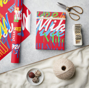 Papel De Presente Padrão de nome de meninos personalizados