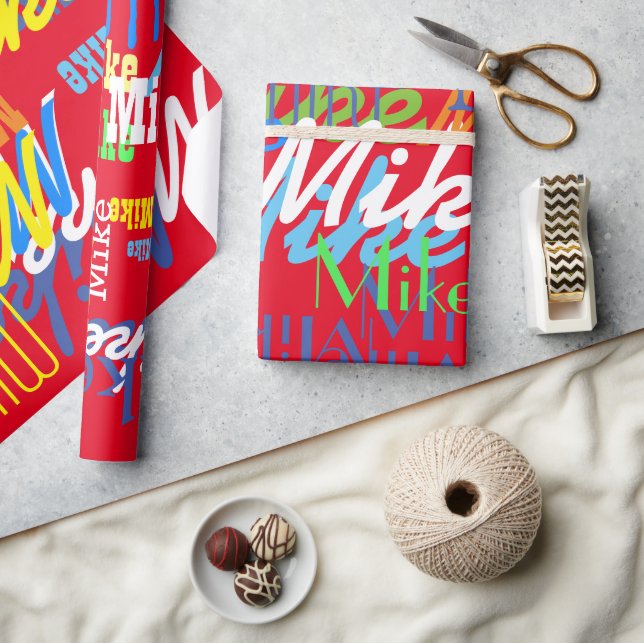 Papel De Presente Padrão de nome de meninos personalizados (Artesanato)