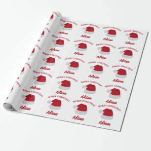 Papel De Presente Padrão de nome personalizado e Santa Hat natalino