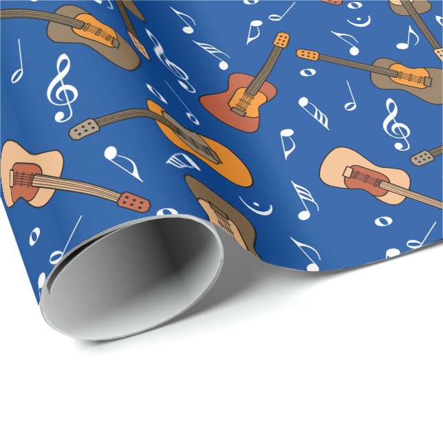 Papel De Presente Padrão de Notas de Música de Violão (Ponta do rolo)