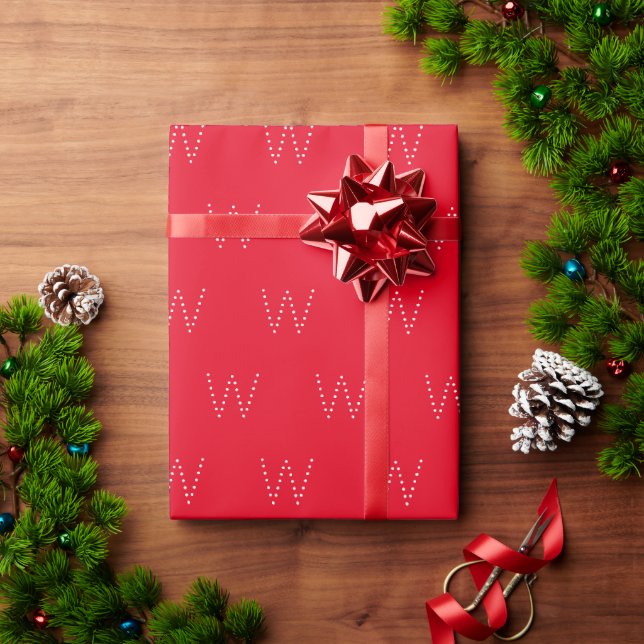 Papel De Presente Padrão de número inicial personalizado branco mono (Presente de Natal)