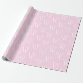 Papel De Presente Padrão de número inicial personalizado branco-rosa