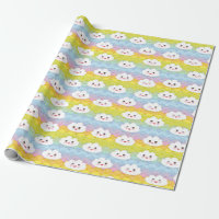 Padrão de Nuvens Emoji Kawaii de Ondas Coloridas