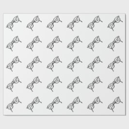 PAPEL DE PRESENTE PADRÃO DE ÓCULOS DE NERD PRETOS E BRANCOS