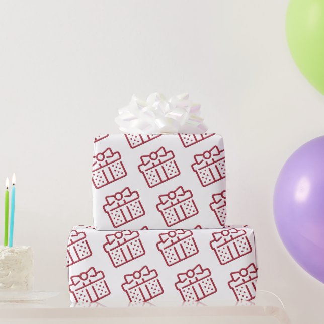 Papel De Presente Padrão de Oferta do Arco Vermelho Natal Branco (Presentes para festas)