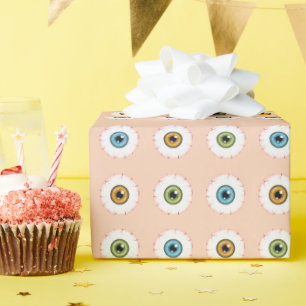 Papel De Presente Padrão de Olhos Coloridos de Terror no Halloween