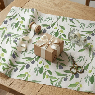 Papel De Presente Padrão de Oliva Country Francês
