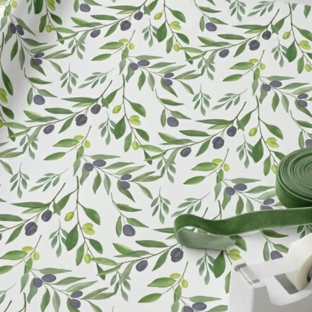 Papel De Presente Padrão de Oliva Country Francês  (Criador carregado)