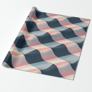 Papel De Presente Padrão de onda 3D elegante em Teal, Rosa e Cream