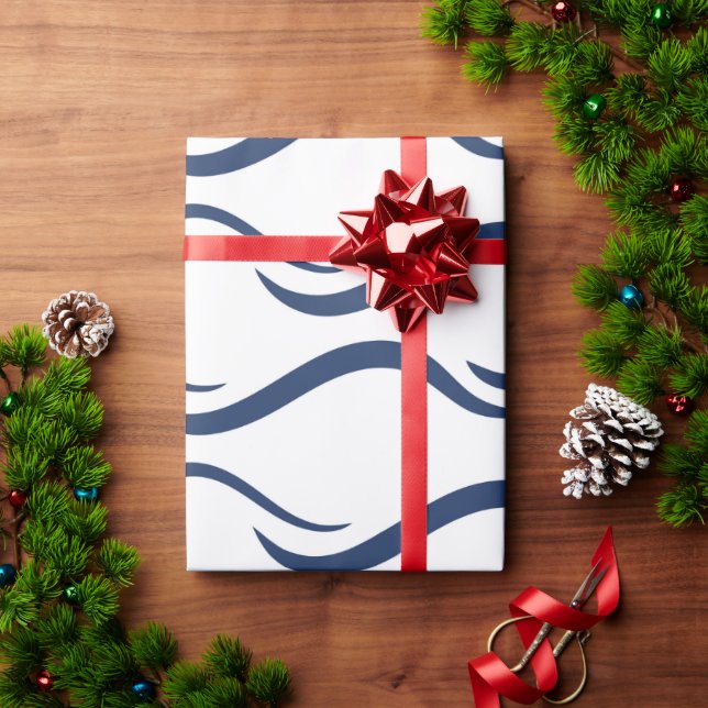 PAPEL DE PRESENTE PADRÃO DE ONDA AZUL DO MARINHO JAPONÊS (Presente de Natal)