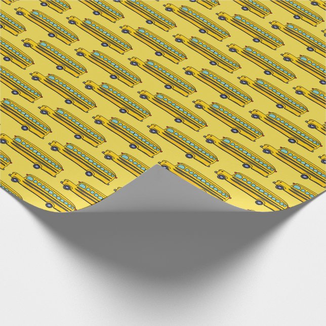Papel De Presente Padrão de Ônibus Escolar Amarelo Bonito (Ponta)