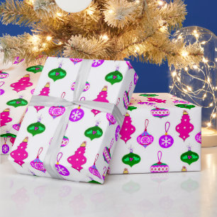 Papel De Presente Padrão de Ornamento Antiquado em Rosa, Violeta e T
