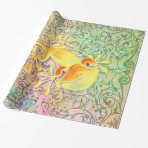 Papel De Presente Padrão de Ornamento de ARTs Antigos + Gecko Sorrid