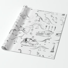 Papel De Presente Padrão de Ossos Fósseis do Dinossauro